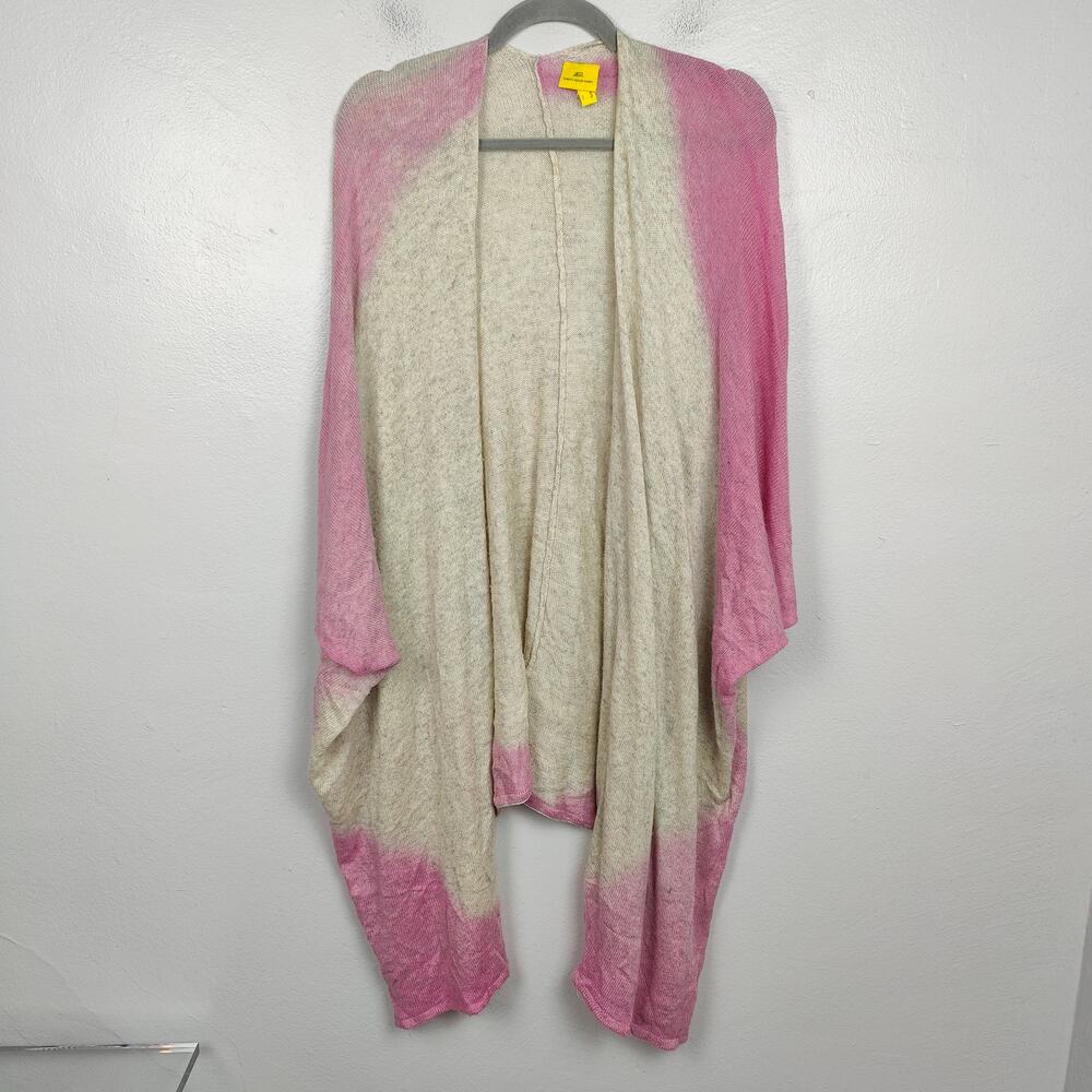 Roberta Roller Rabbit Cashmere Cardigan Womens One Size Pink Oatmeal Sweater
